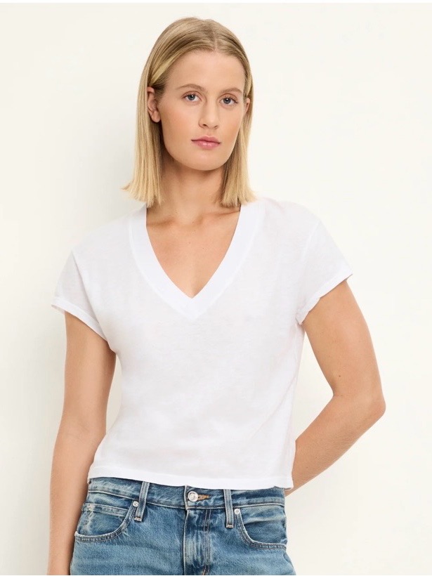 Time & Tru Classic V-Neck Short Sleeve Women's Top-Euc